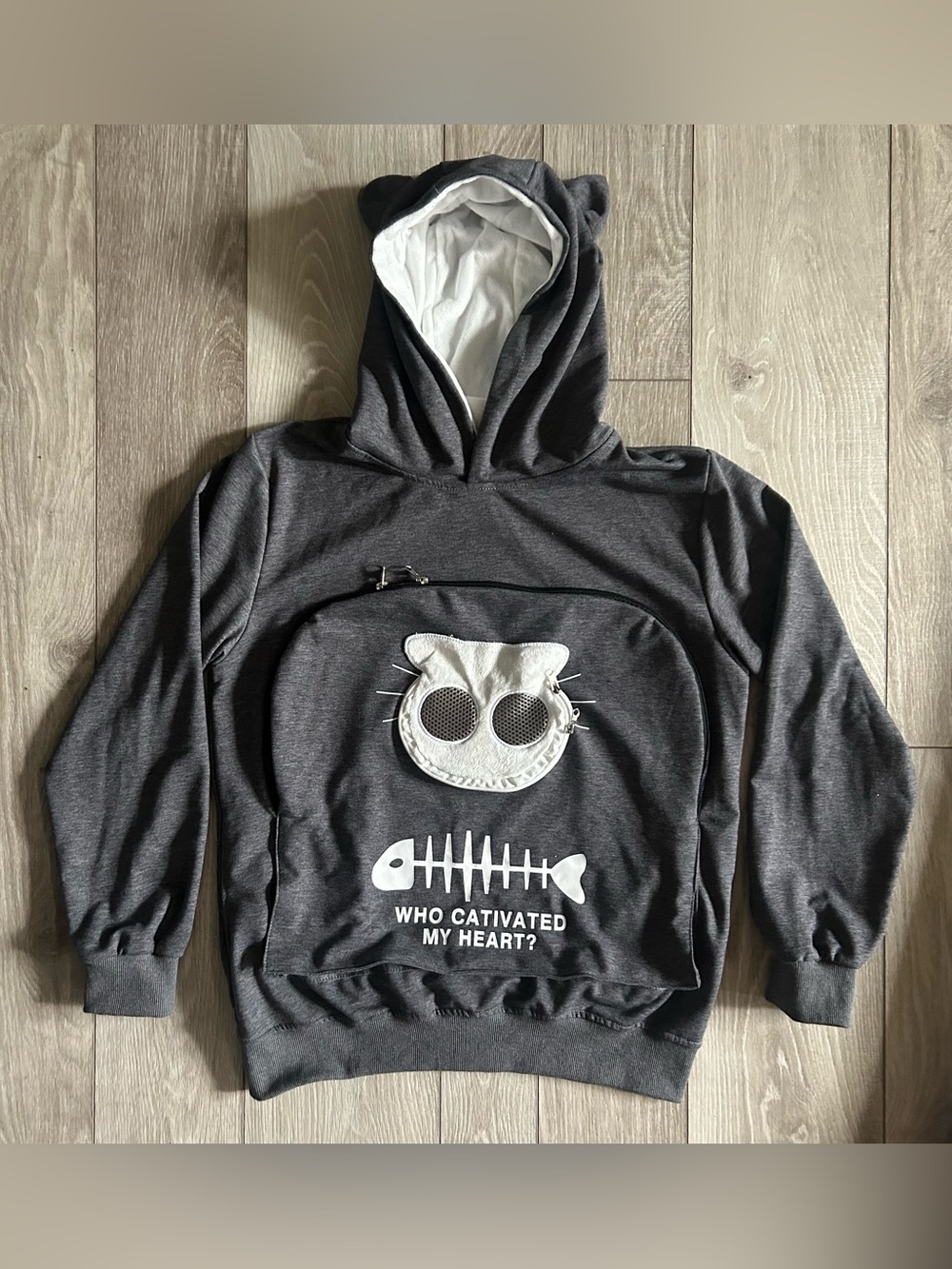 NWTCat Carrier Hoodie by Bombaxceiba -Sweatshirt- Large-Who Cativated My Heart?